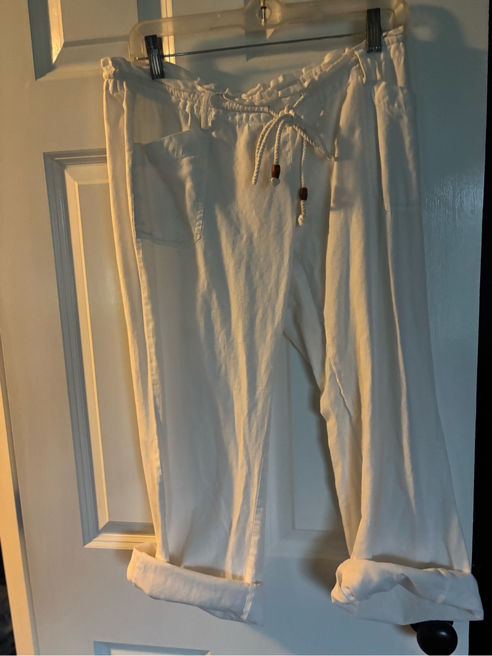White Roxy Drawstring Beach Pants - Picture 7 of 15